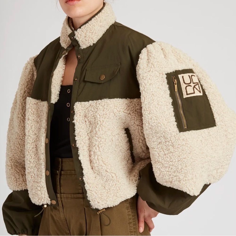 ULLA JOHNSON Aitana Rip Stop Fleece Bomber Jacket - Picture 2 of 14